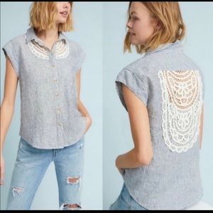 Anthropologie Maeve yoked lace blouse